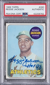 1969 Topps #260 Reggie Jackson Signed Rookie Card – PSA/DNA